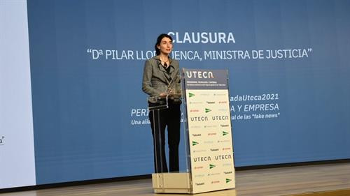 La ministra de Justicia, Pilar Llop, durante la clausura de la jornada UTECA
